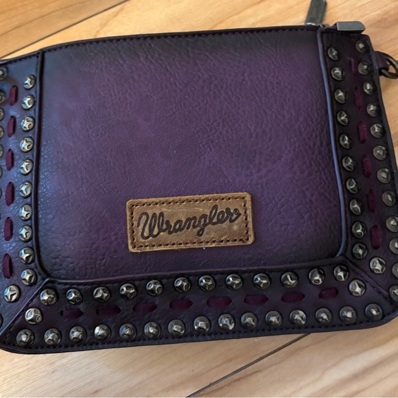 Wrangler Dark Purple Studded Crossbody Bag - Picture 3 of 4